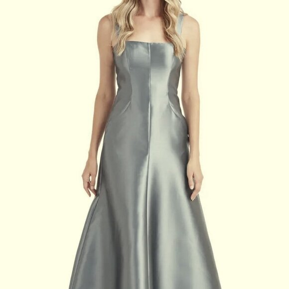 Kay Unger Nile Blue Tatiana Satin A-Line Gown - Picture 1 of 7